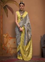 Silk Yellow Party Wear Weaving Saree